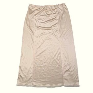 Vintage Half Slip Midi Skirt Champagne Lace Trim Coquette Regencycore Small